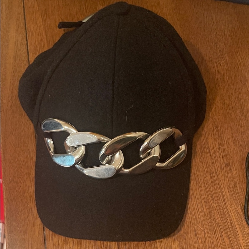 H&M Black Hat light wool with Silver Chain Detail